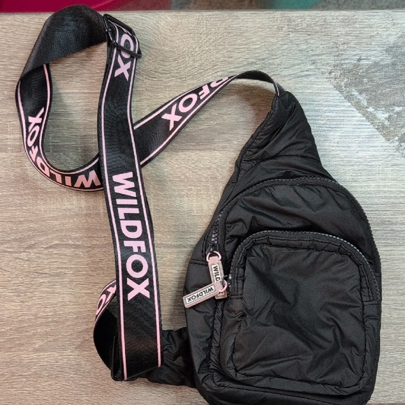 Wildfox Black Crossbody Bag with Pink Details - Picture 9 of 11